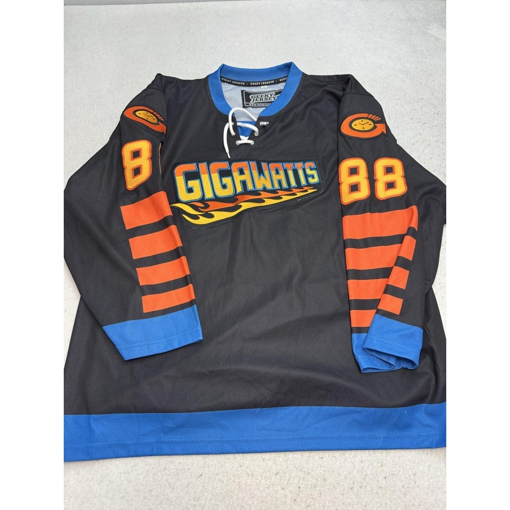 Geeky Jerseys Shirt Mens Large Black Gigawatts Marty McFly 88 Hockey Jersey